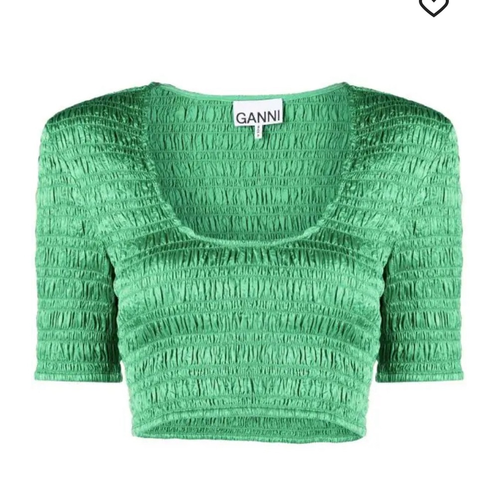 GANNI cropped smocked top